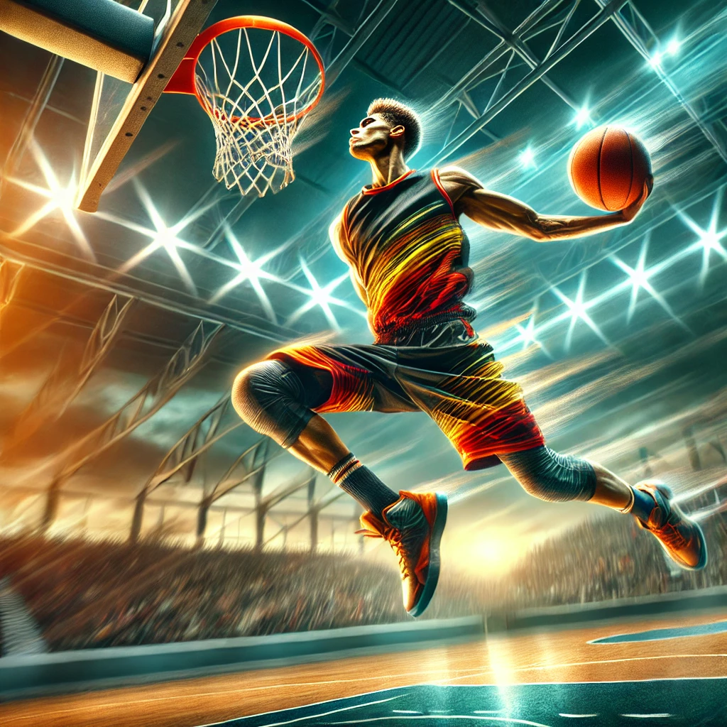 Dynamic basketball player in action